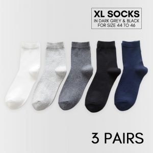 Men Classic Regular Plain Socks 3 Pairs Bundle