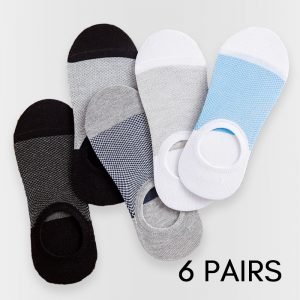 Men Cool Mesh Basic Invisible Socks 6 Pairs Bundle