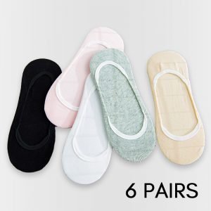 Women Basic Cotton Invisible Socks 6 Pairs Bundle