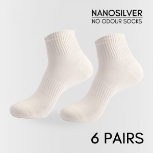 Avery Nanosilver Off-White Ankle School Socks 6 Pairs Bundle