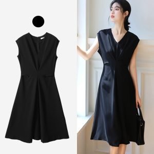 Oleta A Line Classic Black Dress