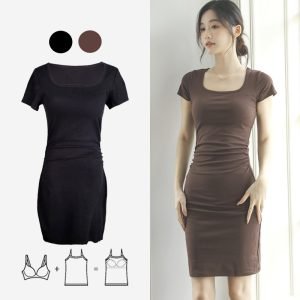 Celest Square Neck Bra Padded Sheath Dress