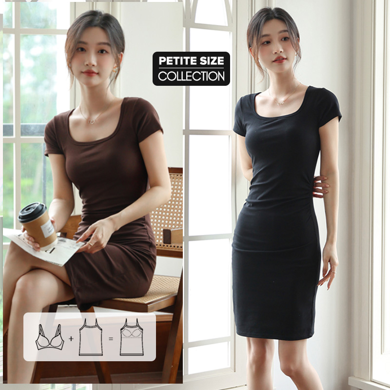Celest Square Neck Bra Padded Sheath Dress