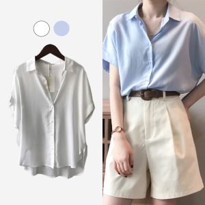 Summer Short Sleeve Blouse Shirt