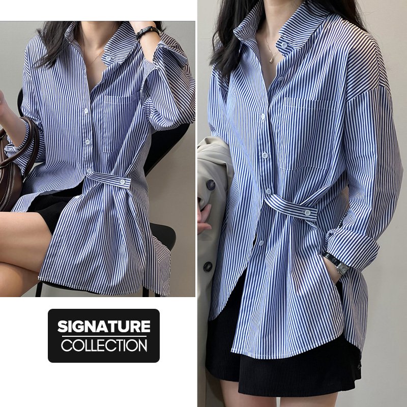 Rosi Striped Women Dress Shirt - Image 7