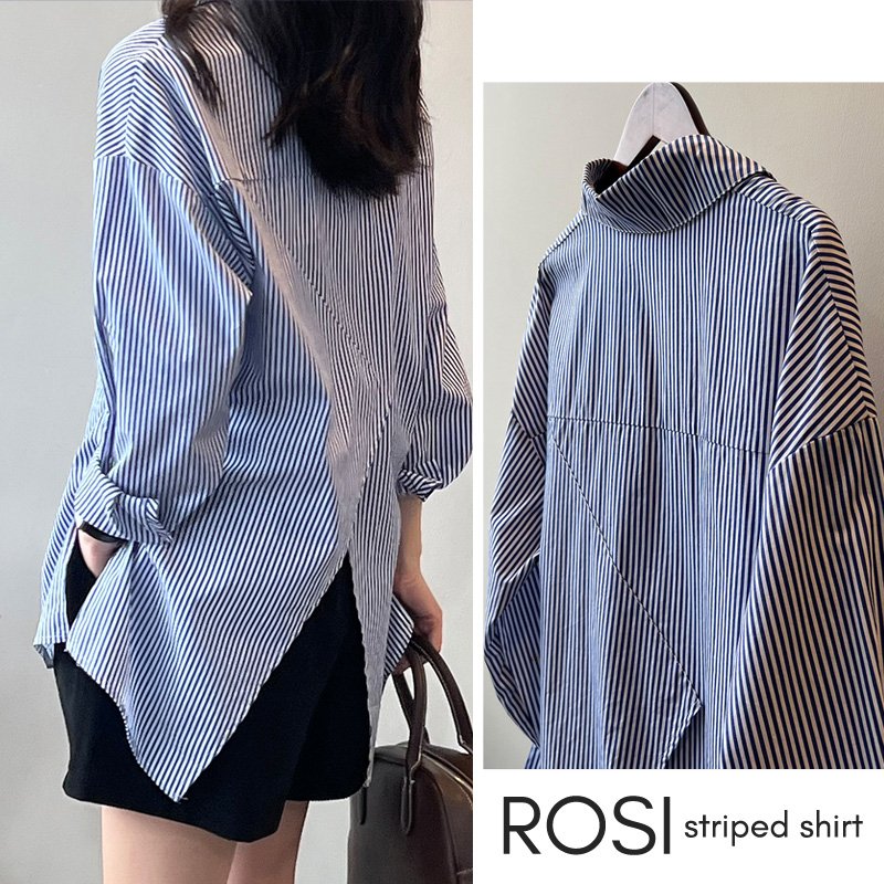 Rosi Striped Women Dress Shirt - Image 8