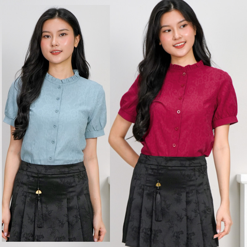 Wanru（婉如）Mandarin Collar Women Blouse
