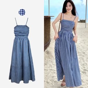 Sidra Checked Print Maxi Dress Signature Collection