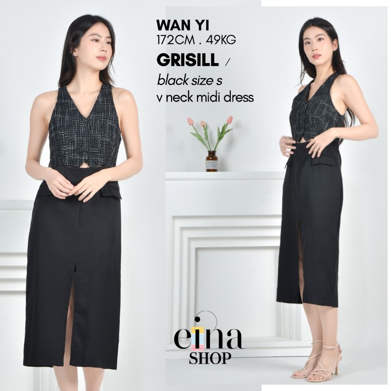 Grisill V Neck Midi Dress Signature Collection - Image 6