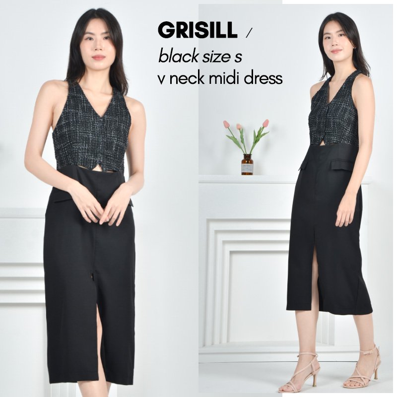 Grisill V Neck Midi Dress Signature Collection - Image 9