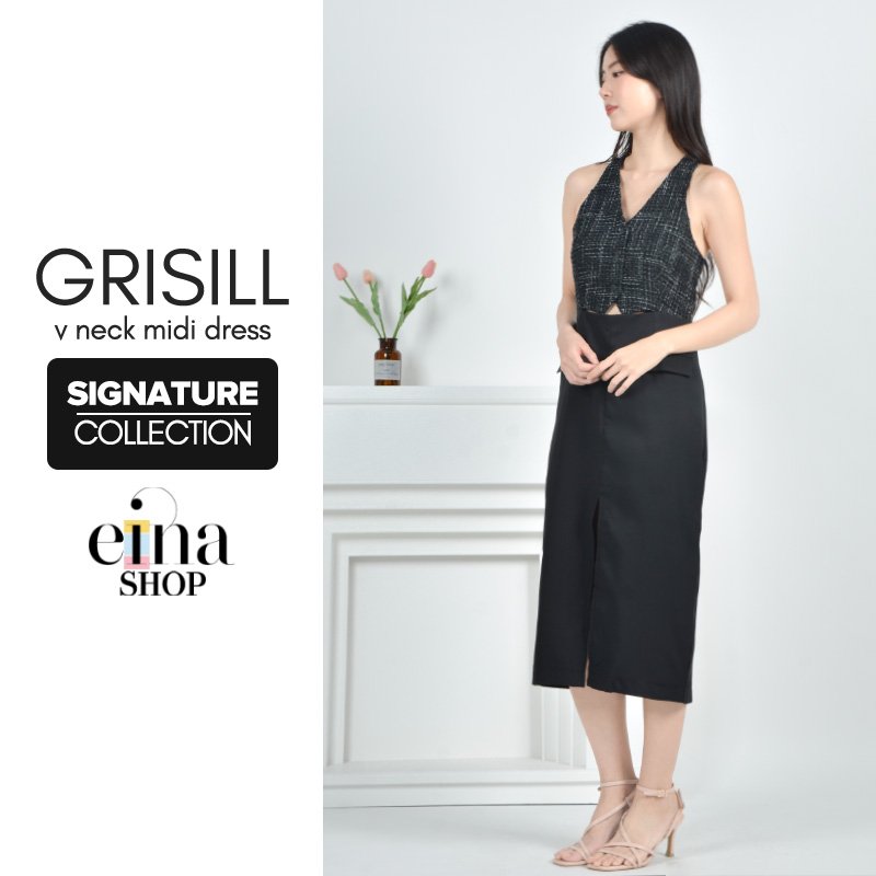 Grisill V Neck Midi Dress Signature Collection - Image 10