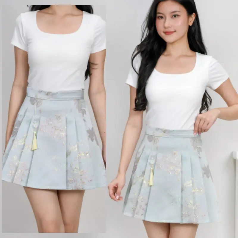 Zixin (子欣) Chinese Embroidery Pleated Skirt
