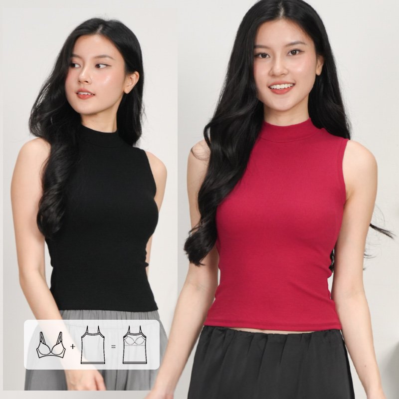 Eliz High Neck Sleeveless Bra Padded Top