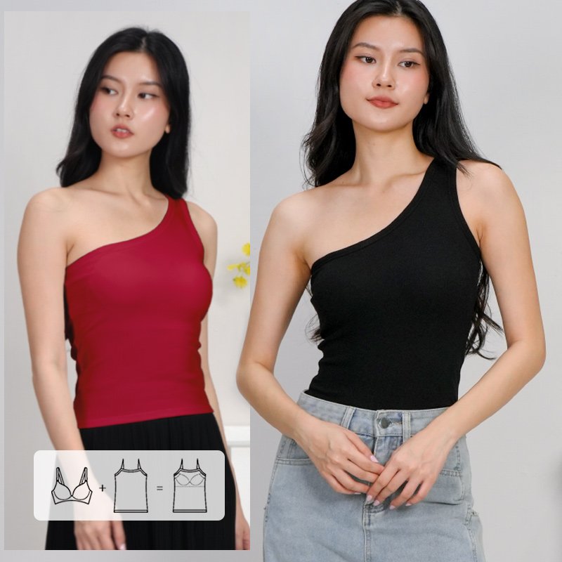 Kaylee One Shoulder Bra Padded Toga Top