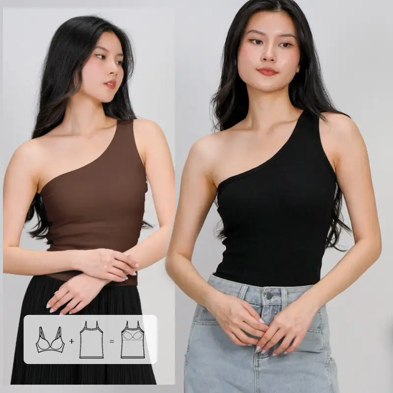 Kaylee One Shoulder Bra Padded Toga Top