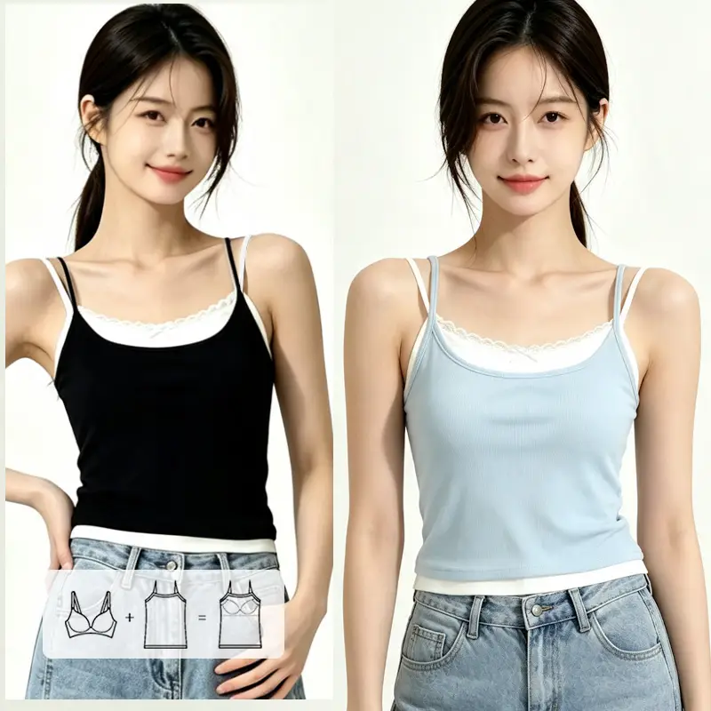 Vanna Bra Padded Two Tone Layered Camisole